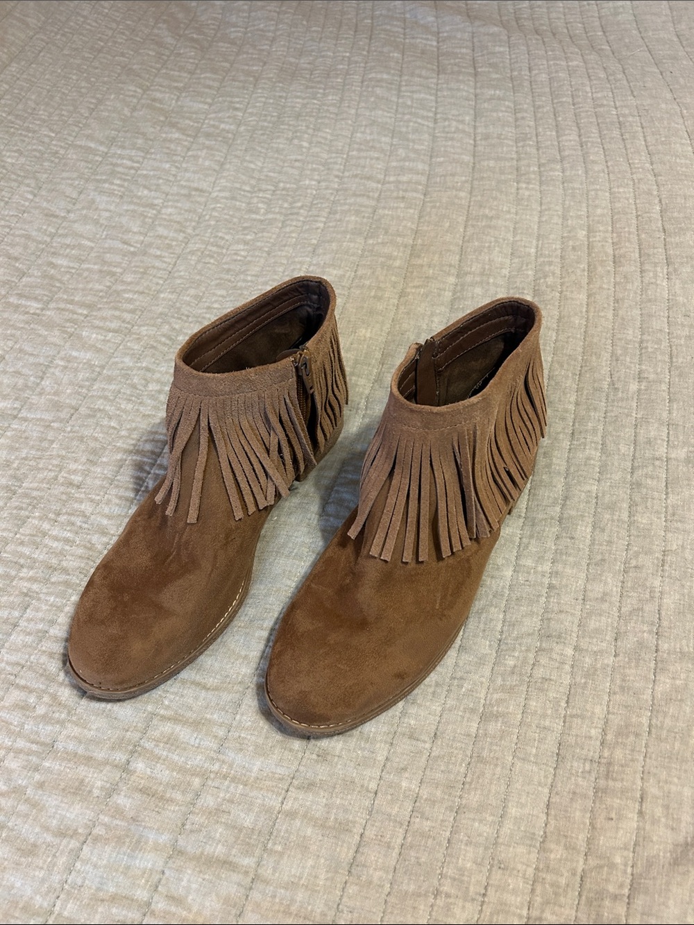 Mossimo Supply Co. Brown Suede Fringe Ankle Booties